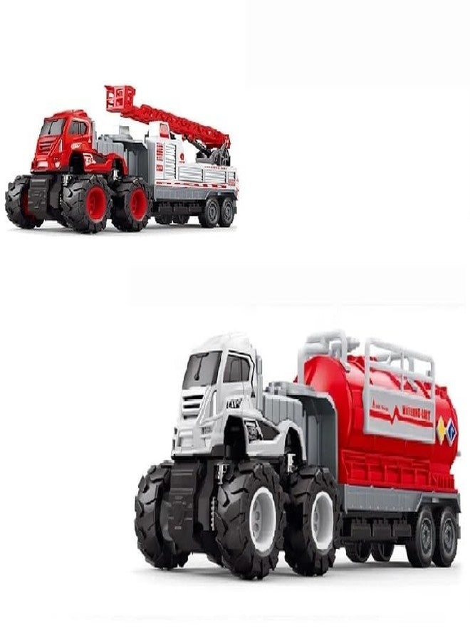 CIRBOX 1:43 Metal Toys Alloy Diecast Truck Set Toy, Diecast Miniature Car Model Best Birthday Gift for Kids (Water & Fire Truck), Multicolor - Image 2